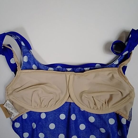 VINTAGE LE GOVE TM POLKA BLUE WHITE MACE IN U.S.A WOMEN SWEMWEAR SIZE 4 - Picture 10 of 11